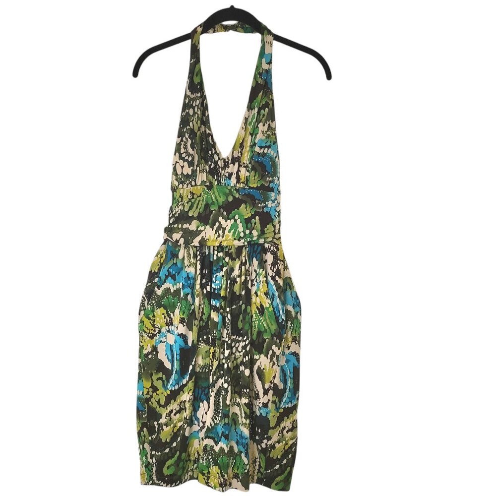 Women's Bisou Bisou Multi-colored Knee Length Halter Summer Dress Sz 8 Medium